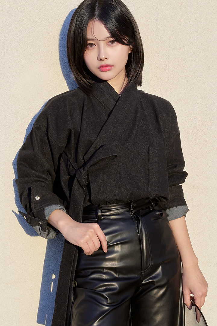 Denim Shirt Jacket Black