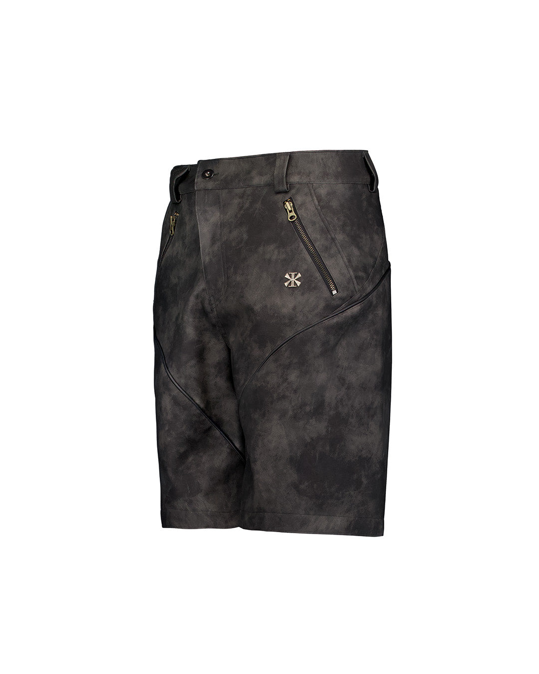 KIMMICK Arrow Trajectory Piped Shorts in Cloudy Black, stylish black bottoms with piped details, casual and comfortable for everyday wear.