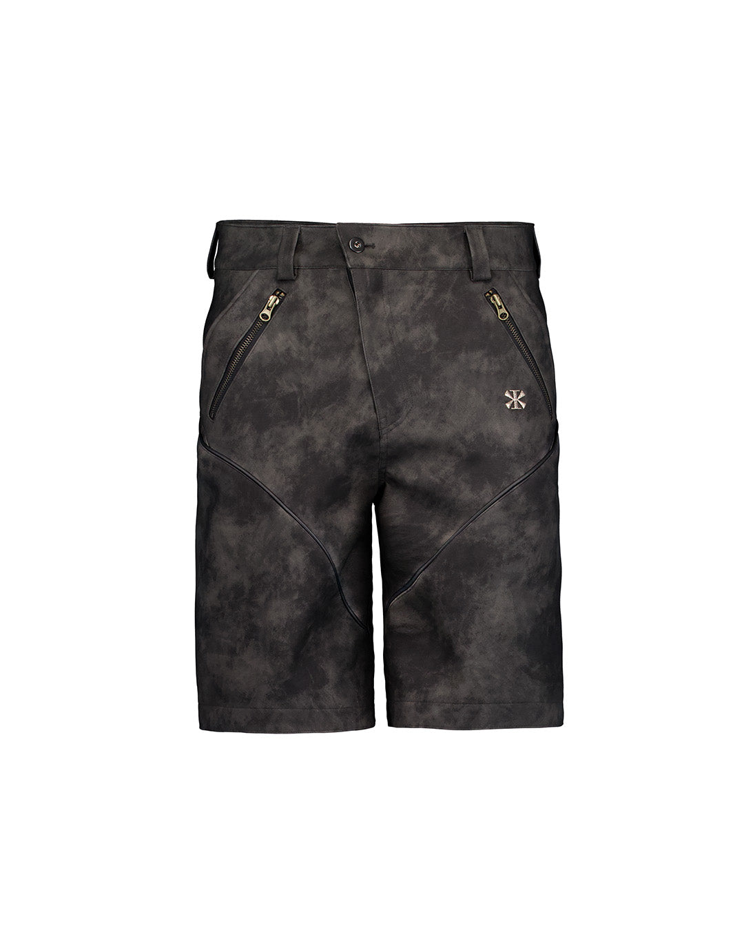 KIMMICK Arrow Trajectory Piped Shorts in Cloudy Black, stylish black bottoms with piped details, casual and comfortable for everyday wear.