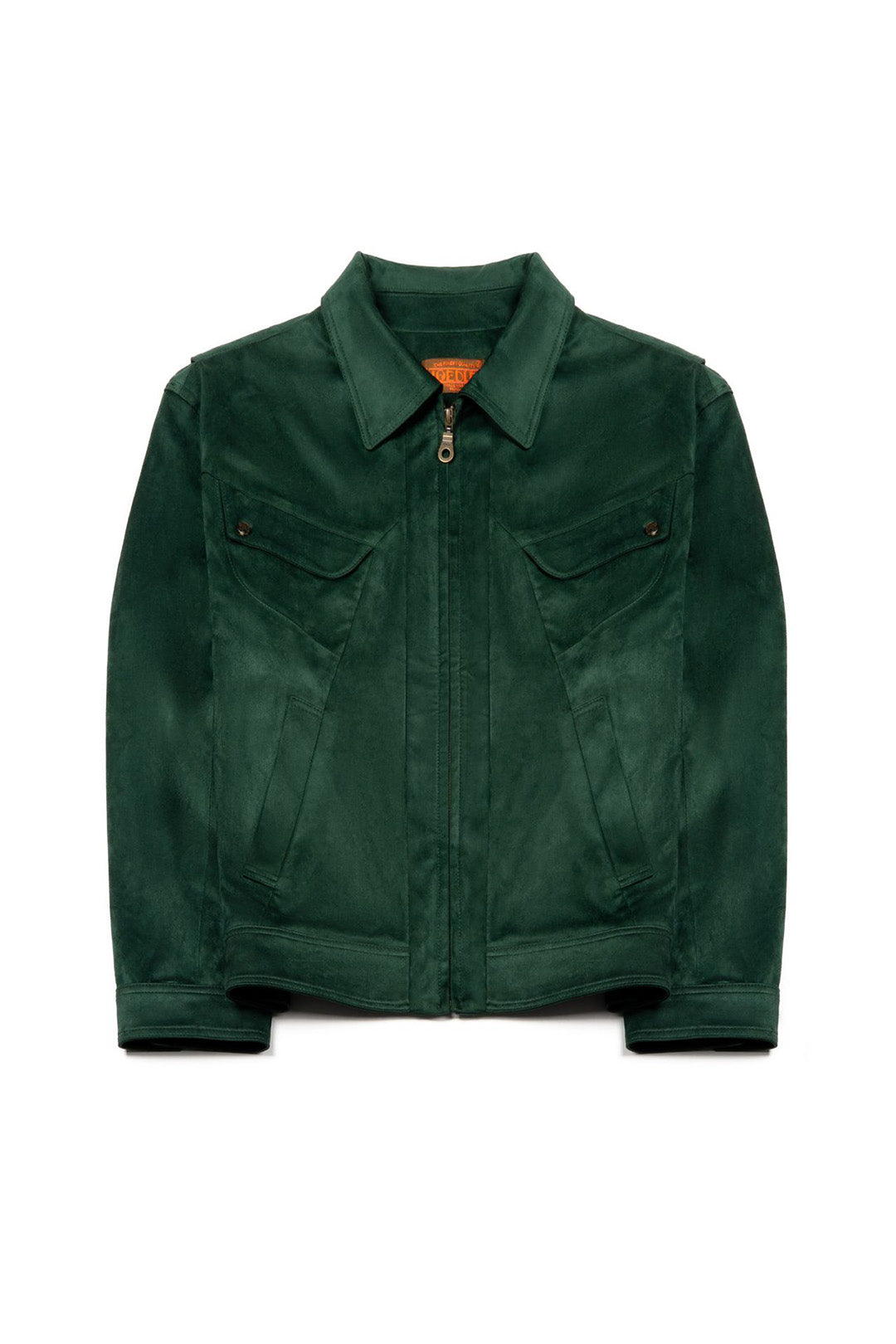 Green IOEDLE jacket featuring a cute puppy design, perfect for a child's outing or trip to grandma's.