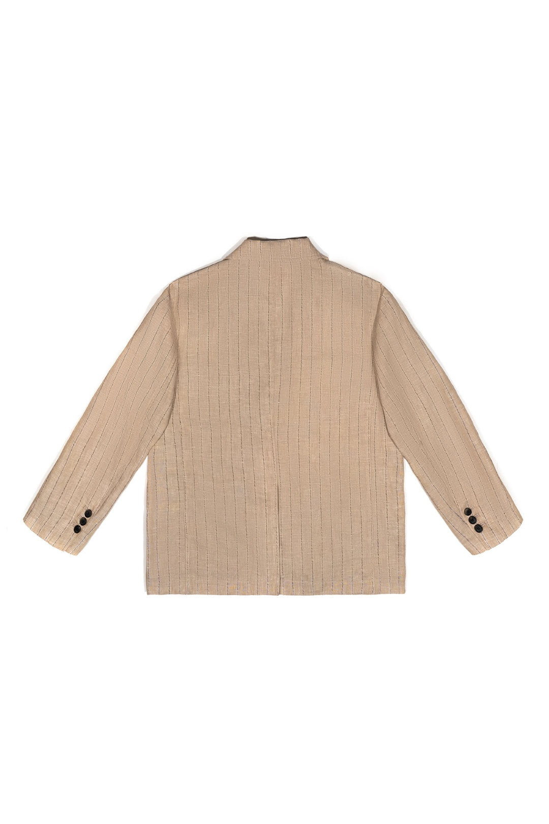 Beige linen jacket by IOEDLE, lightweight and stylish, shown on a hanger with visible fabric texture.