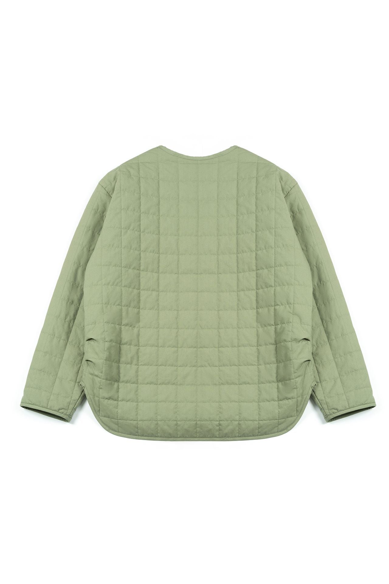 Olive green IOEDLE quilted jacket with a welcoming gate design, featuring a cozy, stylish outerwear look.
