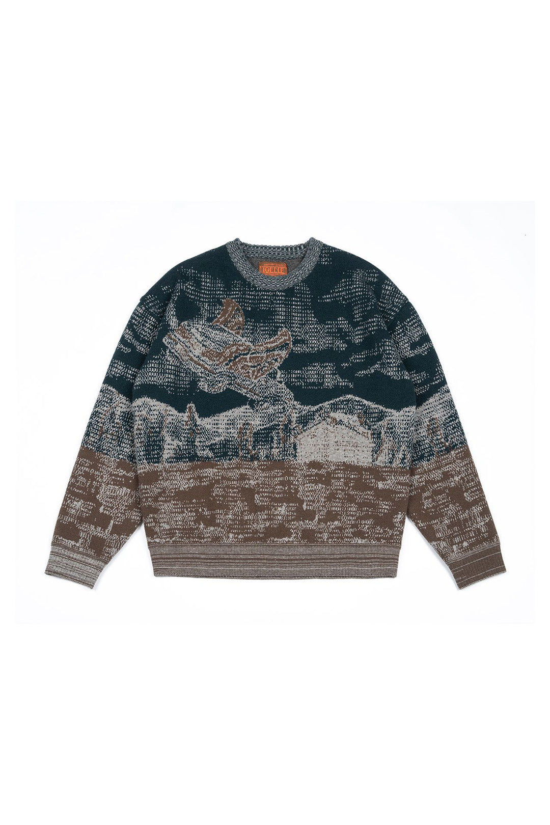 Navy Lighthouse at Night Sweatshirt by IOEDLE featuring a detailed lighthouse scene on soft fabric.