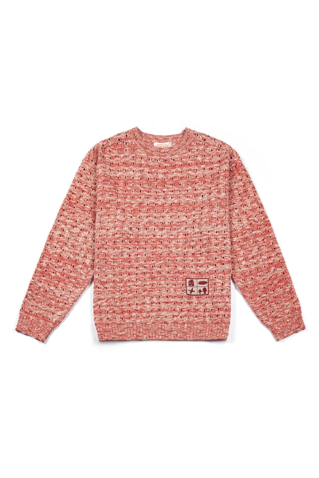 Red mesh knit sweatshirt by IOEDLE featuring a Beyond The Glass design, casual and stylish for everyday wear.