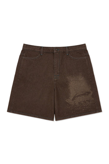 Laser-engraved IOEDLE Garden of Impact shorts with detailed design, casual fit, and comfortable fabric for outdoor wear.