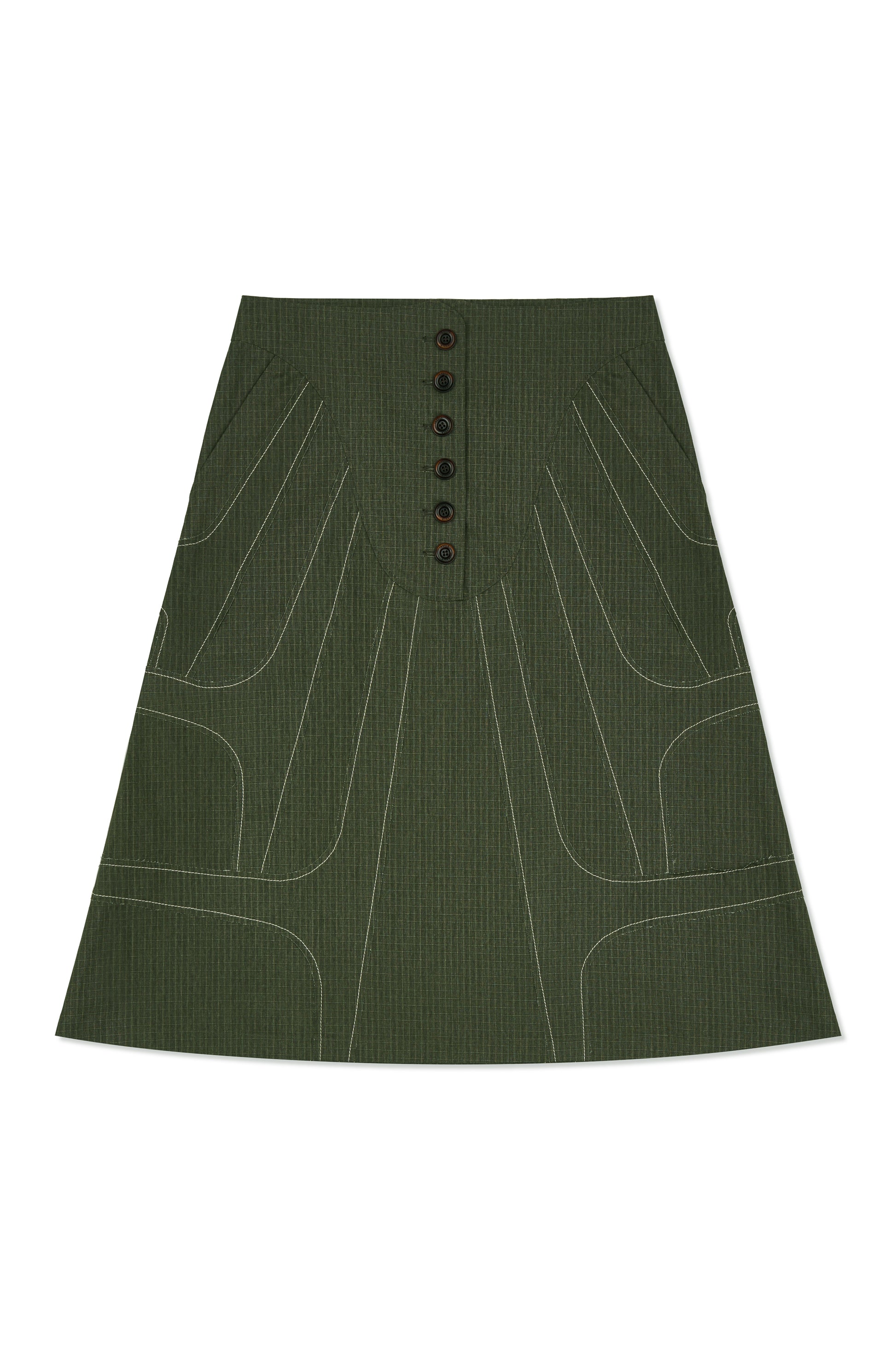 Stitched Stream Skirt by IOEDLE featuring a stylish, tailored design with stitched detailing, shown in a neutral color.