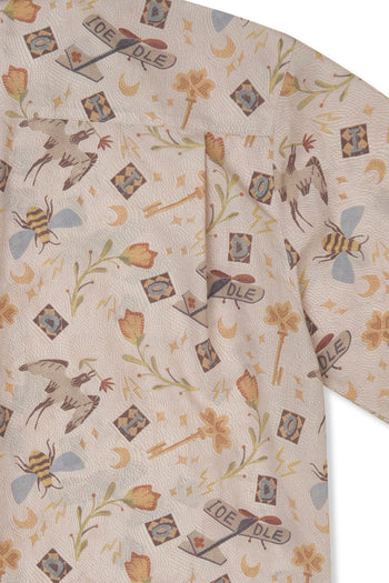 IOEDLE Garden of Science short-sleeve shirt featuring colorful science-themed graphics on a casual cotton fabric.