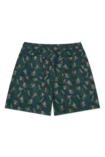 IOEDLE porcelain flight shorts displayed flat, showcasing smooth porcelain material and detailed stitching for a stylish look.