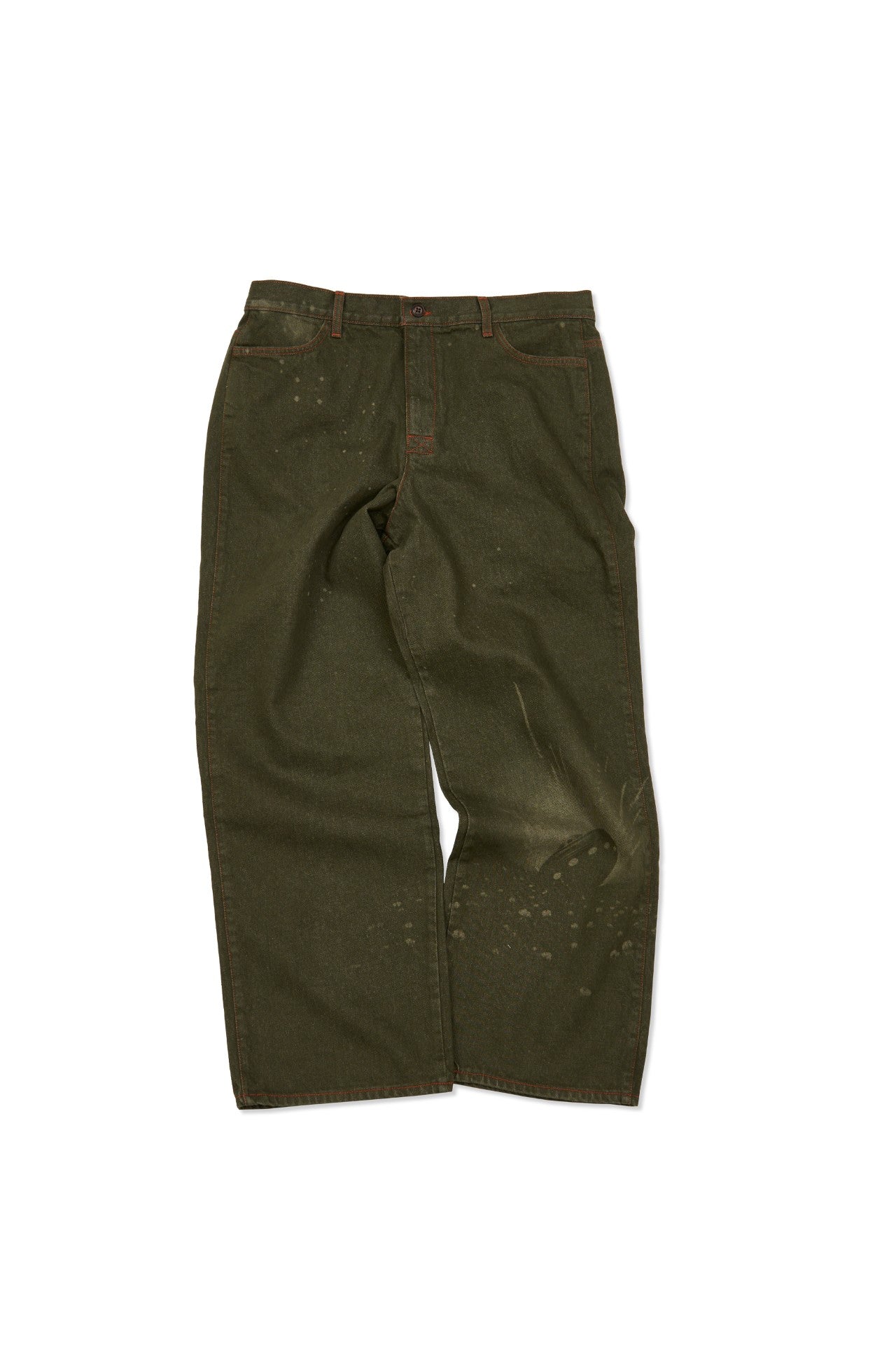 Laser-engraved pants from IOEDLE featuring intricate Strange Landing design, made of stylish fabric with detailed pattern.
