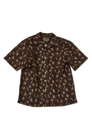 IOEDLE porcelain flight short-sleeve shirt with a printed design, lightweight cotton fabric, and a classic collar.
