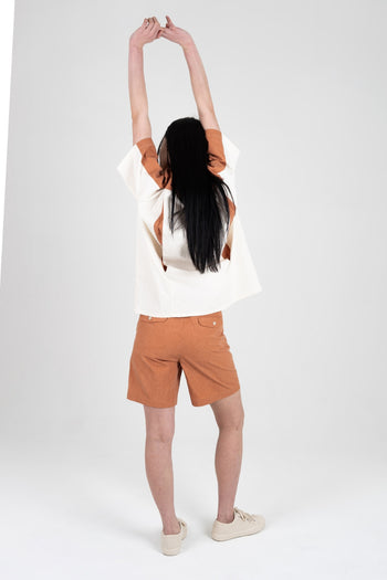 Vertical Pintucked Shorts Orange