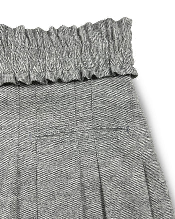 Melage grey frill pleats skirt by LOVE CRAZY WILD MAN, shown with flowing pleats and a high waist design.