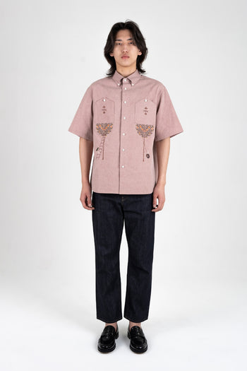 Root House Embroidered Shirt Pink