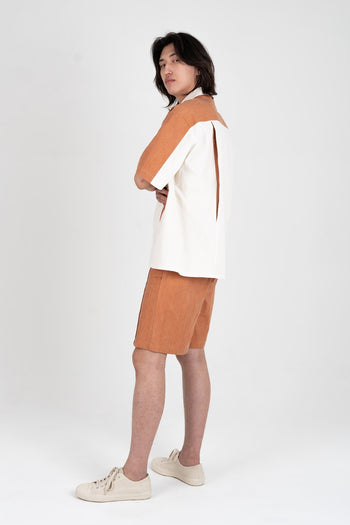 Vertical Pintucked Shorts Orange