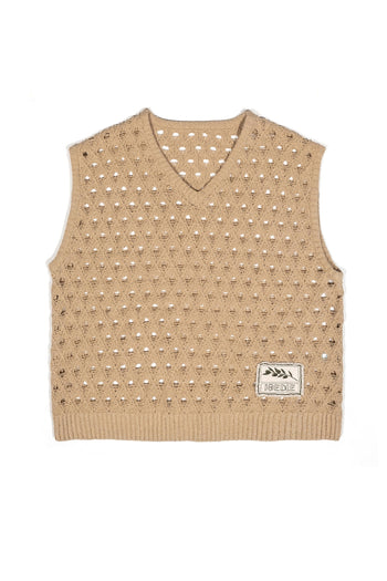 Olive Oil Mesh Knit Vest Beige