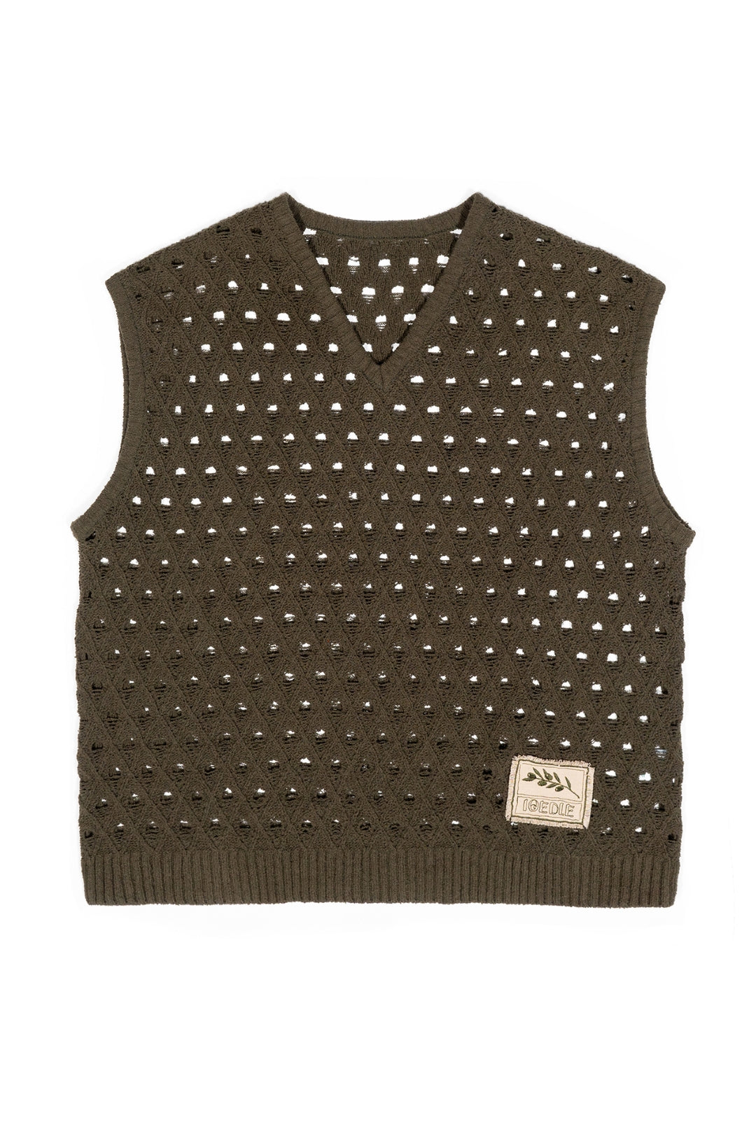 Olive Oil Mesh Knit Vest Khaki