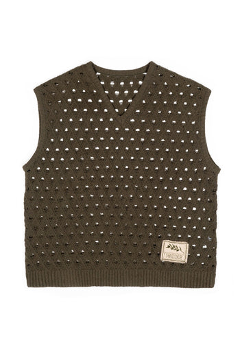Olive Oil Mesh Knit Vest Khaki
