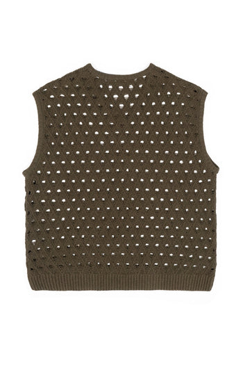 Olive Oil Mesh Knit Vest Khaki