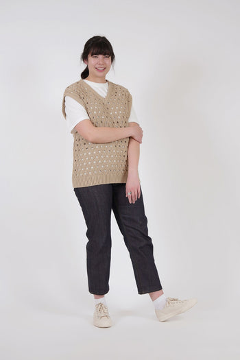 Olive Oil Mesh Knit Vest Beige