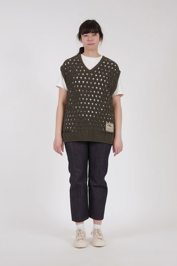Olive Oil Mesh Knit Vest Khaki