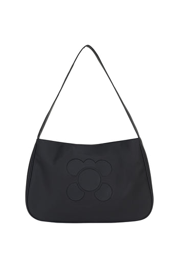 Black Packman Bag by LOVE CRAZY WILD MAN, featuring a compact design with adjustable strap and bold graphic print.