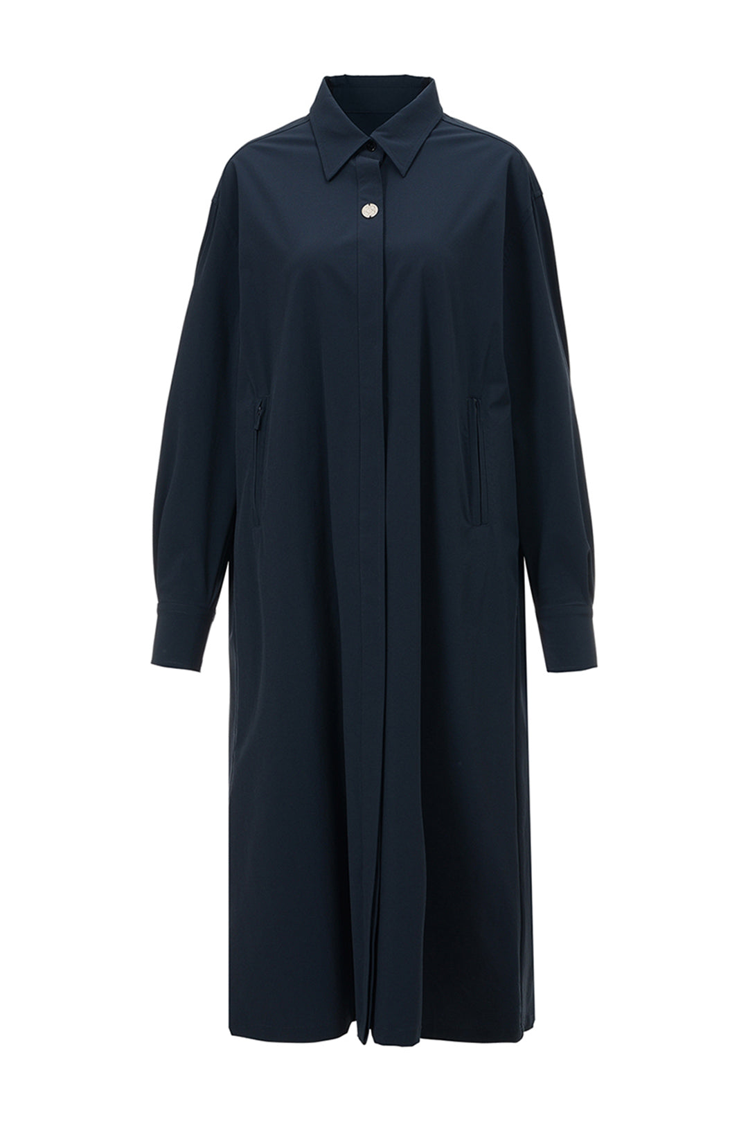 Navy long shirt jumper from LOVE CRAZY WILD MAN, featuring a relaxed fit and button-up style, perfect for casual wear.
