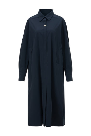 Navy long shirt jumper from LOVE CRAZY WILD MAN, featuring a relaxed fit and button-up style, perfect for casual wear.