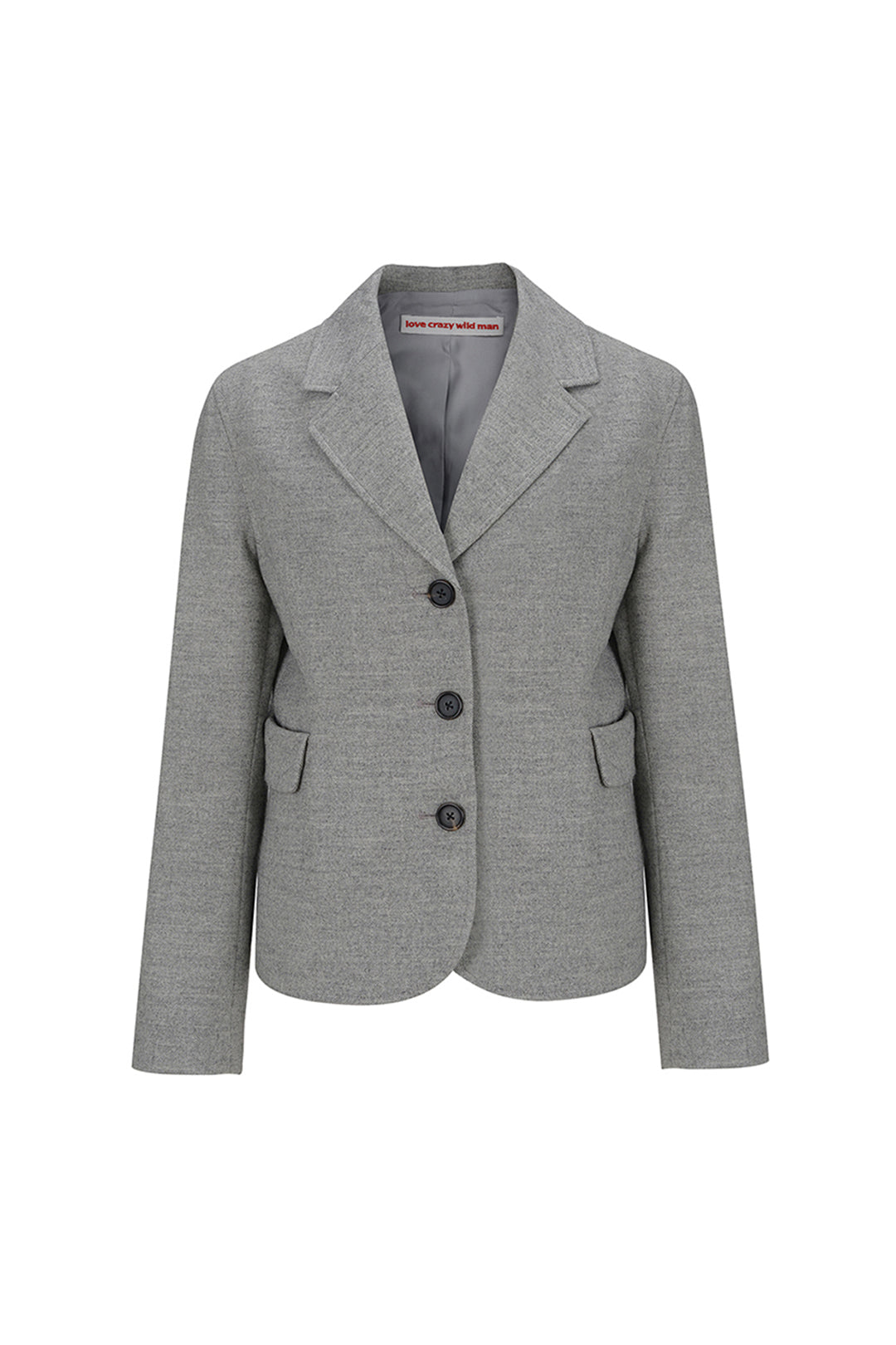 Melange gray Pocket Jacket by LOVE CRAZY WILD MAN, lightweight jacket with front pockets and casual style.
