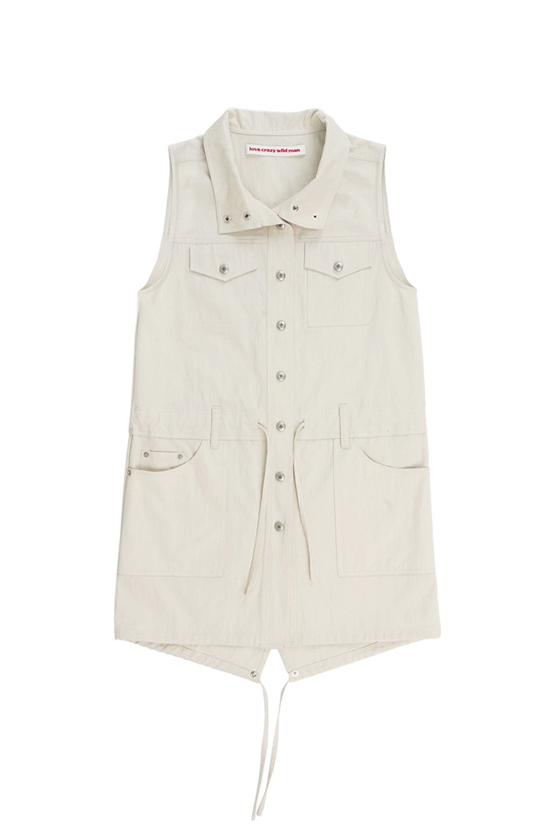 Ivory safari dress by LOVE CRAZY WILD MAN, featuring a stylish and comfortable design with a relaxed fit and lightweight fabric.