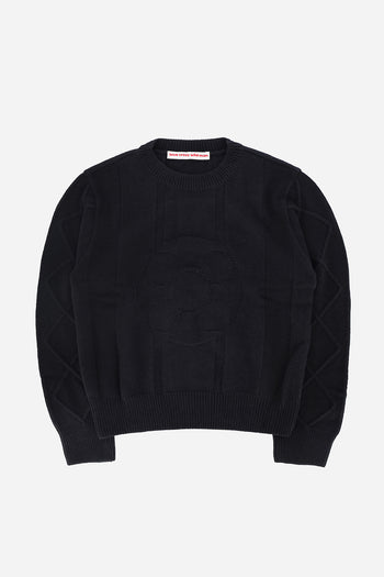 Black LOVE CRAZY WILD MAN sweater featuring a cozy knit design and a relaxed fit, perfect for casual wear.