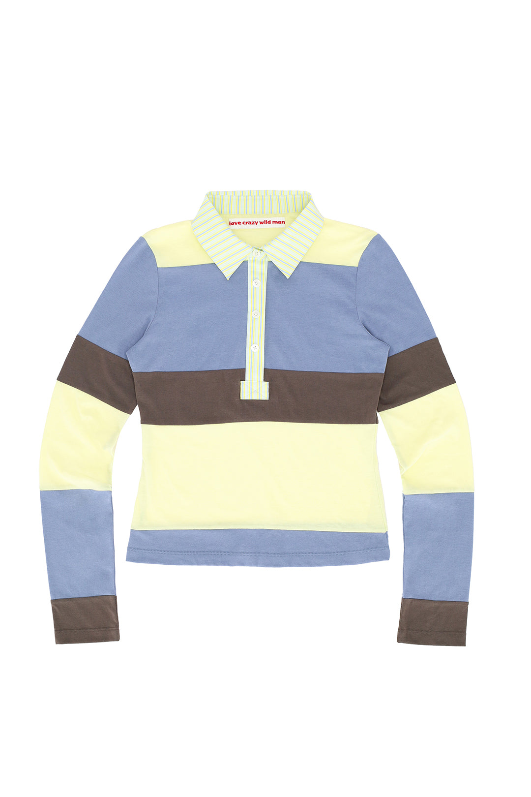 Blocked polo shirt by LOVE CRAZY WILD MAN, men's short-sleeve top with bold geometric pattern, casual and stylish clothing.