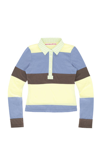 Blocked polo shirt by LOVE CRAZY WILD MAN, men's short-sleeve top with bold geometric pattern, casual and stylish clothing.