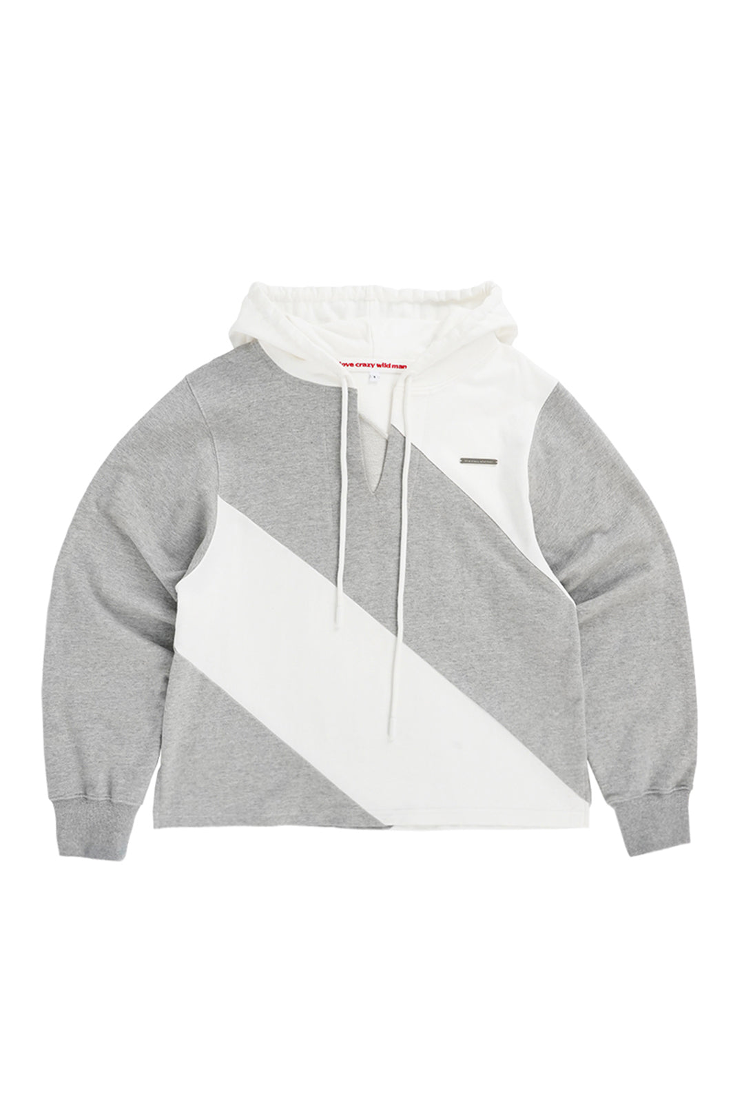 LOVE CRAZY WILD MAN diagonal hoodie in melange fabric, featuring a relaxed fit and stylish diagonal design.