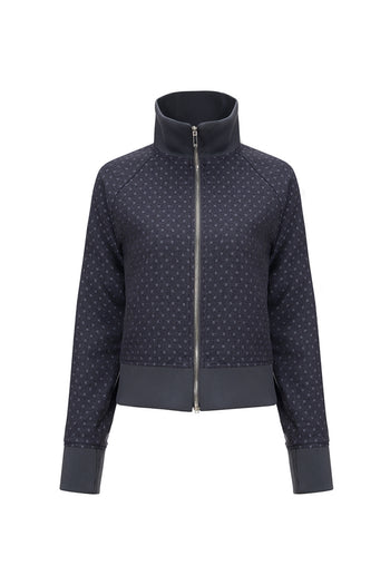 Purple wool track jumper by LOVE CRAZY WILD MAN, featuring a cozy knit texture and casual athletic style.