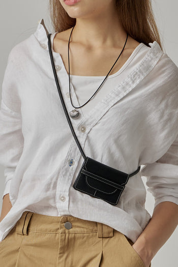 Black MIULIN 1st Anniversary Edition Wallet Bag with sleek design and compact size, perfect for stylish everyday use.