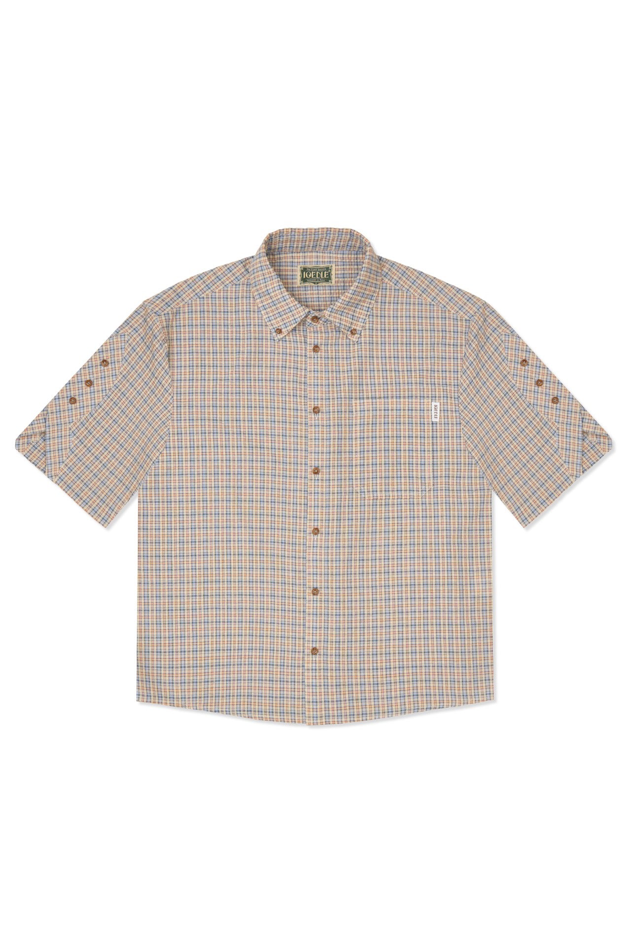 IOEDLE Rocket Slit Short-sleeve Shirt displayed with front view, featuring a modern design and sleek silhouette.