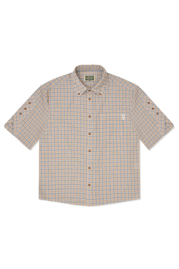 IOEDLE Rocket Slit Short-sleeve Shirt displayed with front view, featuring a modern design and sleek silhouette.