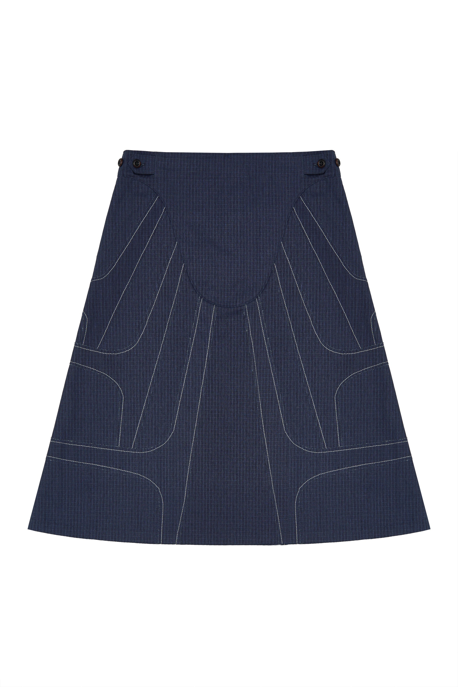 IOEDLE stitched stream skirt featuring a flowing fabric design and detailed stitching, perfect for a stylish, elegant look.