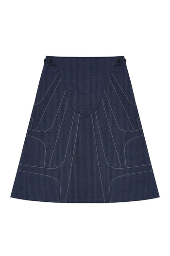 IOEDLE stitched stream skirt featuring a flowing fabric design and detailed stitching, perfect for a stylish, elegant look.