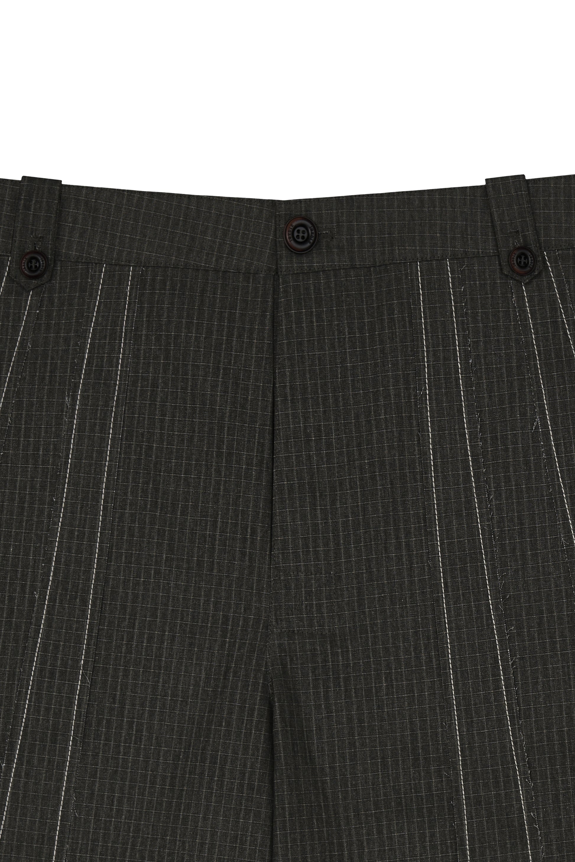 IOEDLE stitched stream shorts in black with detailed stitching, casual fit, and elastic waistband, suitable for active or relaxed wear.