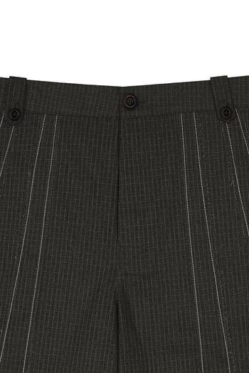 IOEDLE stitched stream shorts in black with detailed stitching, casual fit, and elastic waistband, suitable for active or relaxed wear.