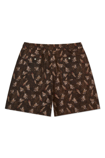 Porcelain Flight Shorts by IOEDLE, stylish men's shorts in white porcelain pattern fabric, casual fit with side pockets and waistband.