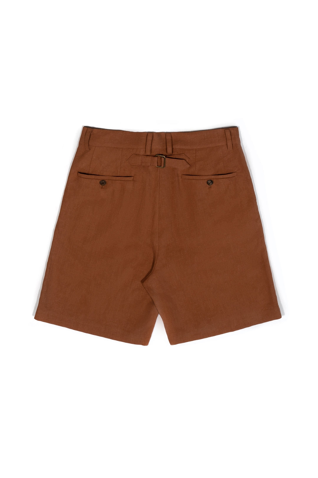 Multi-Buttoned Linen Shorts Brown