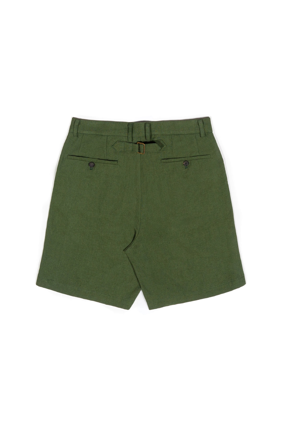 Multi-Buttoned Linen Shorts Khaki