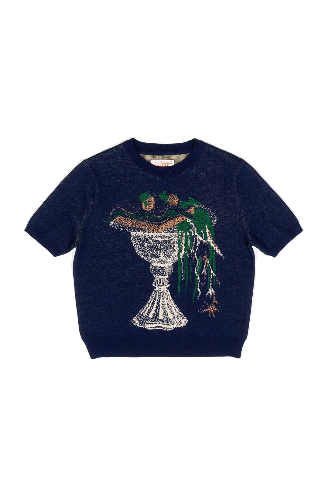 Wellbeing Sandwich Jacquard Crop Top Navy