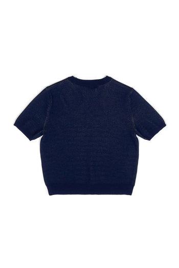 Wellbeing Sandwich Jacquard Crop Top Navy