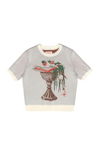 Wellbeing Sandwich Jacquard Crop Top Ivory