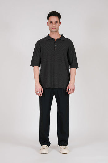 Fruit Basket Knitted Pollo Shirt Dark Grey