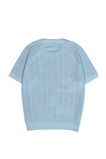 Mesh Texture Knit Top Sky Blue