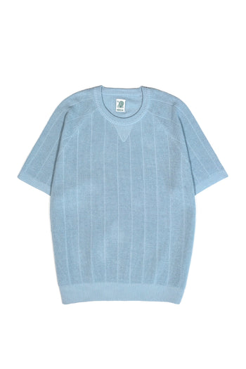 Mesh Texture Knit Top Sky Blue